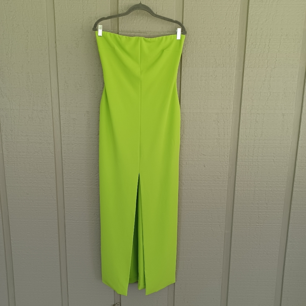 Solace London Bysha Maxi Dress Size 8 Women Boned Sides Strapless In Lime Green